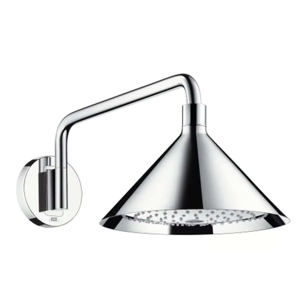 Kopfbrause mit schwenkbarem Brausearm in Chrom. Das moderne Design zeigt klare Linien. Hersteller ist AXOR. Ideal für die Montage in Duschbereichen.